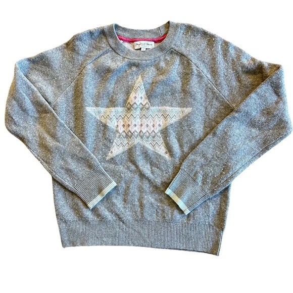 🌴 Michael Stars NWOT Star Jacquard Crewneck Sweater Cashmerere Blend Sz SMALL - Picture 4 of 6
